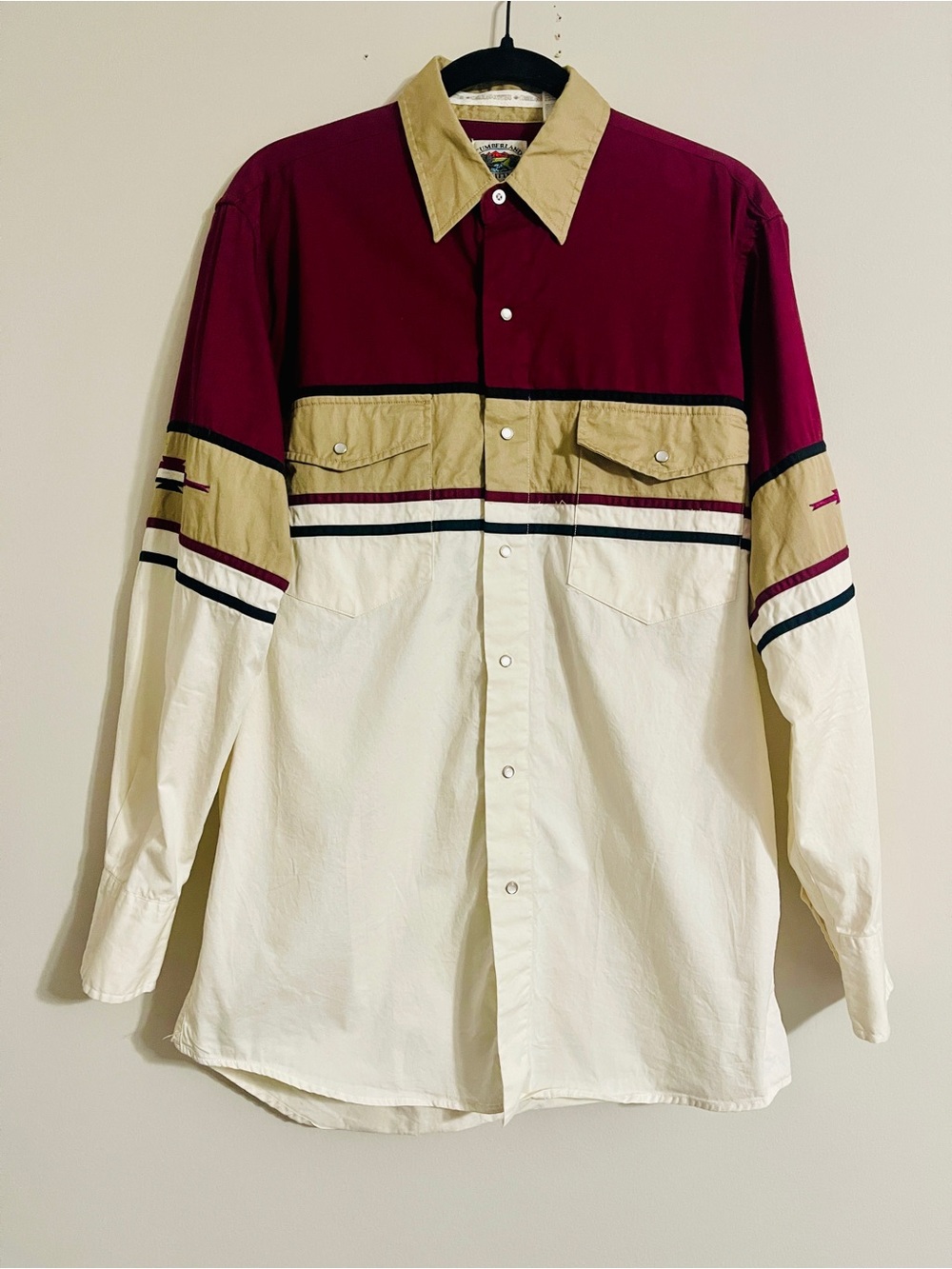 Vintage Cumberland Outfitters Color block Aztec Western Pearl Snap Long Sleeve M